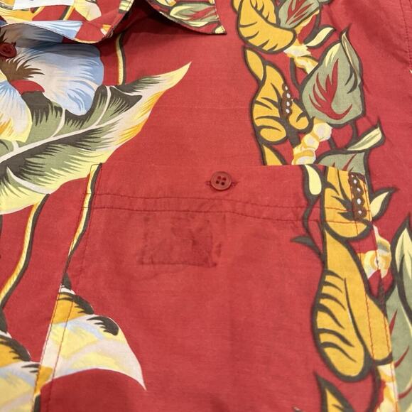 Hilo Hattie Mens Hawaiian Shirt Size Large Floral 100% Silk Short Sleeve FLAW - Picture 11 of 11